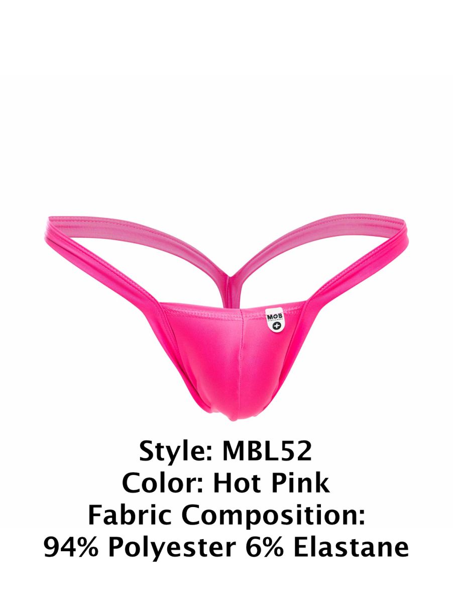 Malebasics mbl52 y buns thong in hot pink with thin supportive straps made of smooth polyester elastane blend