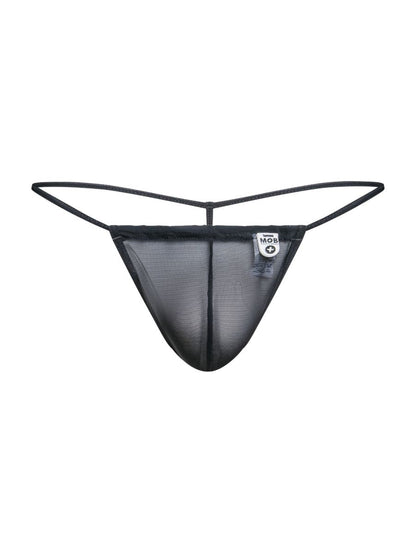 Black mesh male bascis mbl59 g-string thong with thin elastic straps and small white brand tag