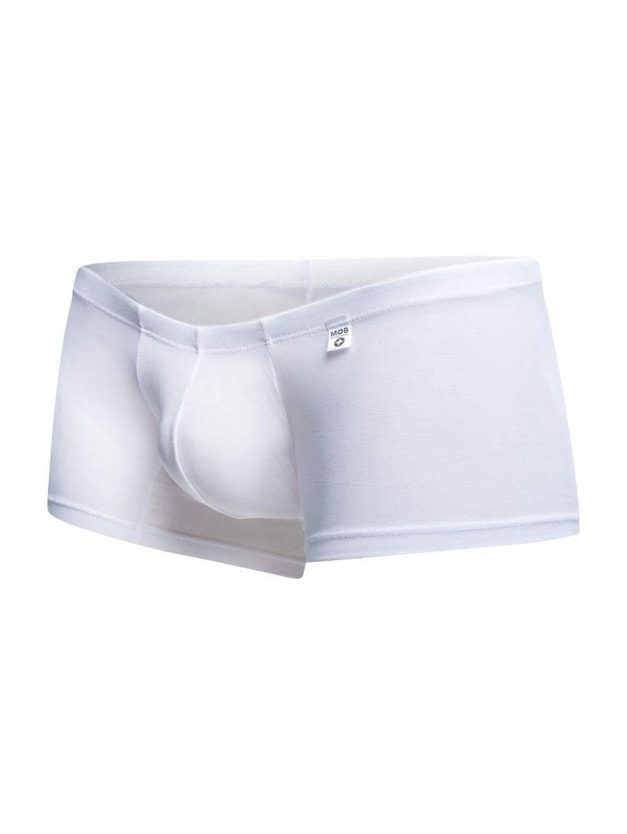 White male basics mbl78 lace trunks with smooth form-fitting design mesh material and subtle waistband brand tag