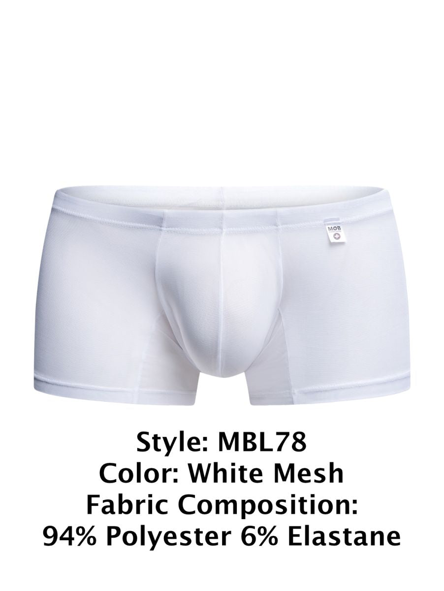 Malebasics mbl78 lace trunks white mesh briefs with a sleek form-fitting design and subtle elastic waistband