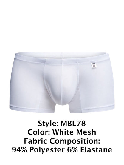 Malebasics mbl78 lace trunks white mesh briefs with a sleek form-fitting design and subtle elastic waistband