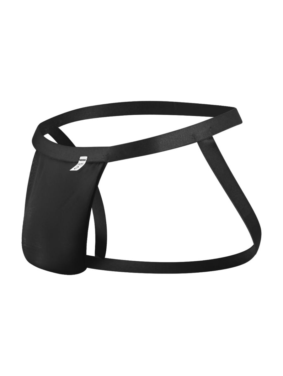 Black malebasics mbl82 sexy jockstrap with sleek minimalist design and thin elastic waistband in mesh material