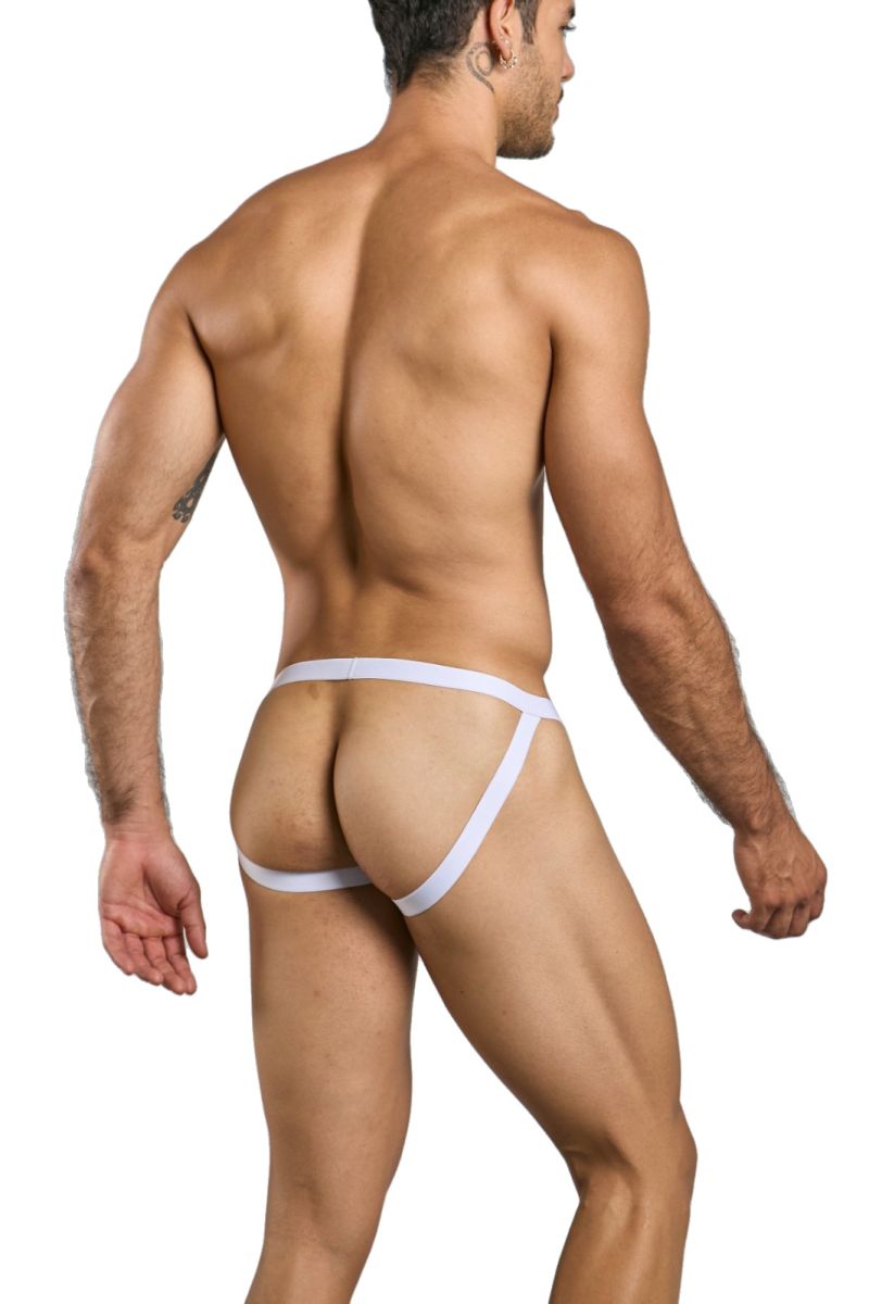 White malebasics mbl82 sexy jockstrap with supportive contoured design and lace detailing in athletic briefs style