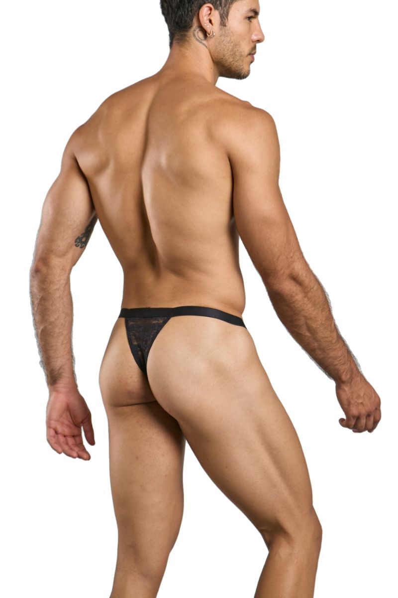 Malebasics mbl85 y sexy thongs black lace thong with solid black waistband for men
