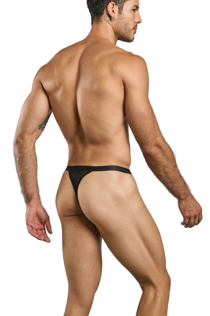 Black malebasics mbl85 y sexy thong with smooth form-fitting design in breathable mesh material visible from the back