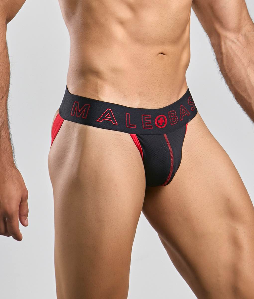 Malebasics neon jock new colors black and red briefs with bold logo band for comfortable everyday wear