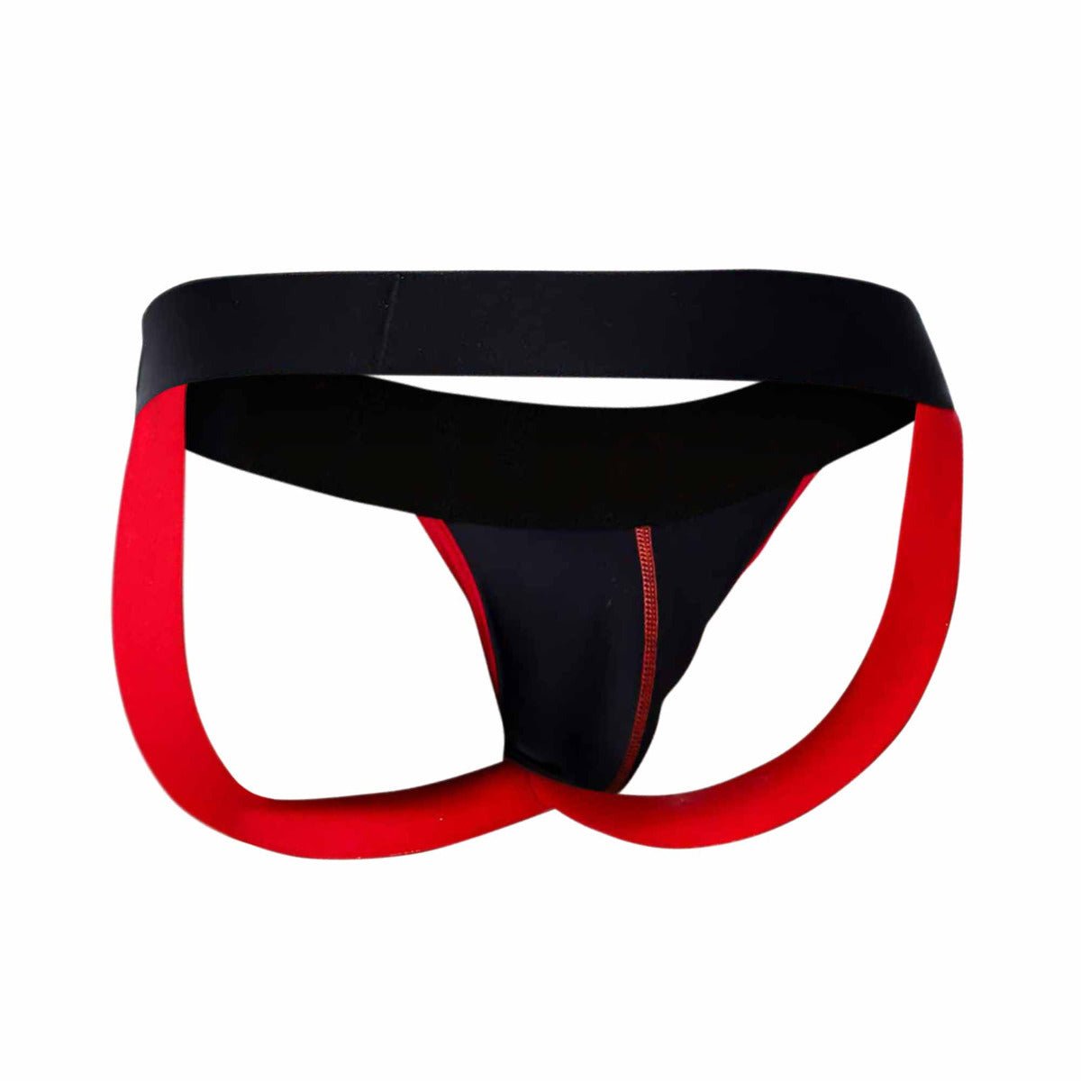 Black and red malebasics neon jock athletic briefs with supportive contoured design for active wear