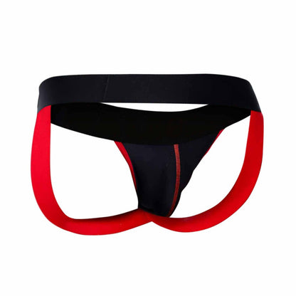 Black and red malebasics neon jock athletic briefs with supportive contoured design for active wear