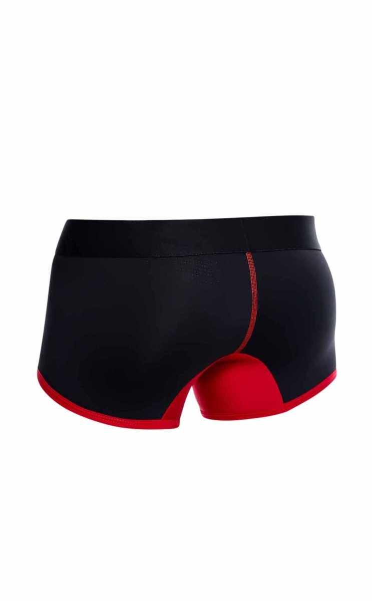 Malebasics neon trunk black and red athletic briefs with sleek form-fitting design for active wear