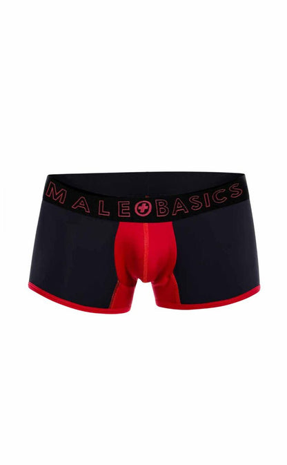 Black and red male basics neon trunk boxer briefs with bold contrast design and comfortable fit for everyday use