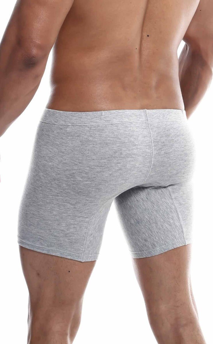 Malebasics silver plus gray heathered boxer briefs with snug fit elastic waistband in a 3 pack set