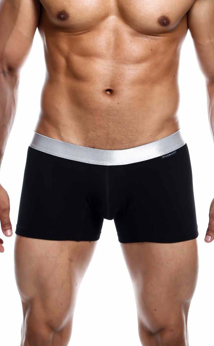 Black briefs with a silver waistband made from pima cotton by Malebasics trunk for comfortable daily wear
