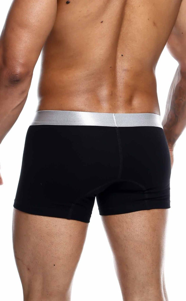 Malebasics trunk pima black briefs with shiny silver waistband made from soft pima cotton for comfortable wear