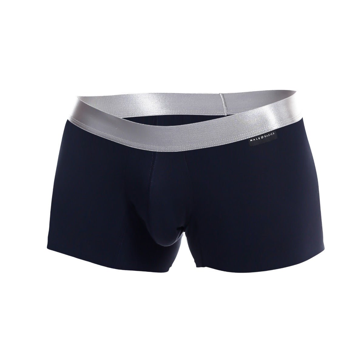 Navy blue men’s briefs with silver elastic waistband made from pima cotton by male basics trunk pima collection