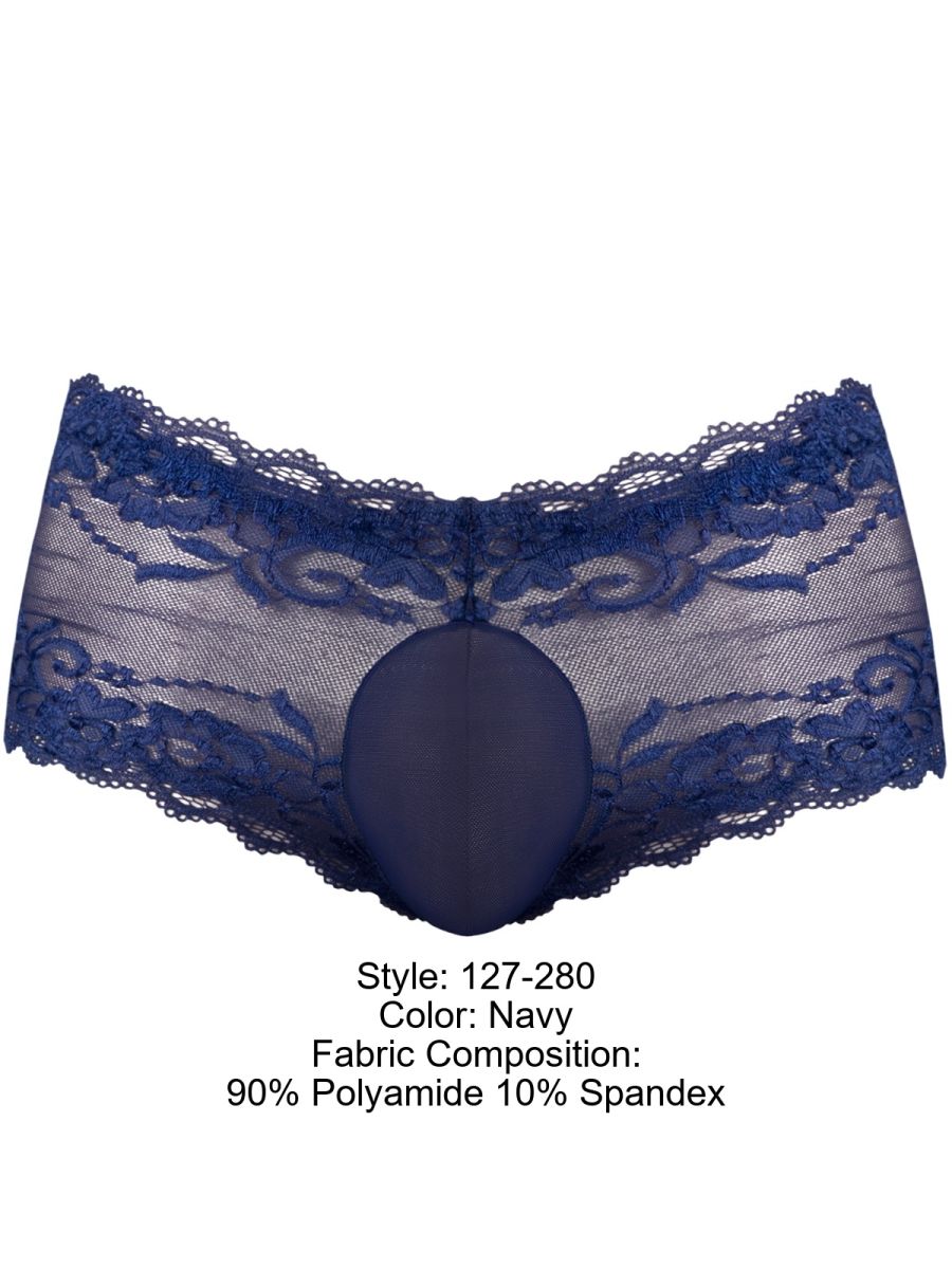 Male Power 127-280 Sassy Lace Mini Short Transparenter Beutel Farbe Navy