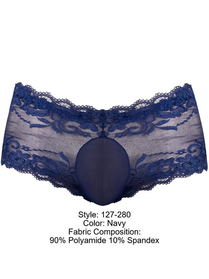 Male Power 127-280 Sassy Lace Mini Short Transparenter Beutel Farbe Navy