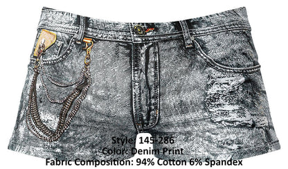 Male Power 145-286 Dirty Denim Mini Short Farbe Denim Print