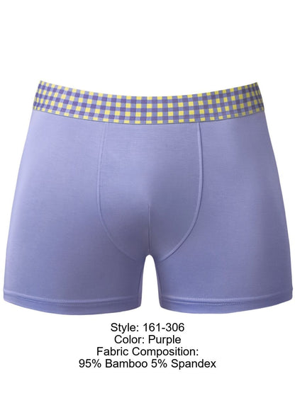 Male Power 161-306 So Comfy Gingham Boxer Brief in Purple Color Purple
