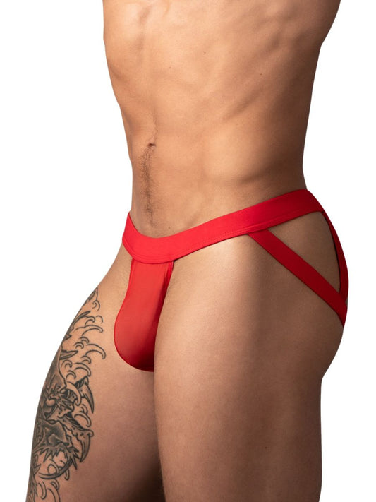 Male Power 352-307 Mesh-Jockstrap mit 2 Ringen und Riemen, Farbe Rot