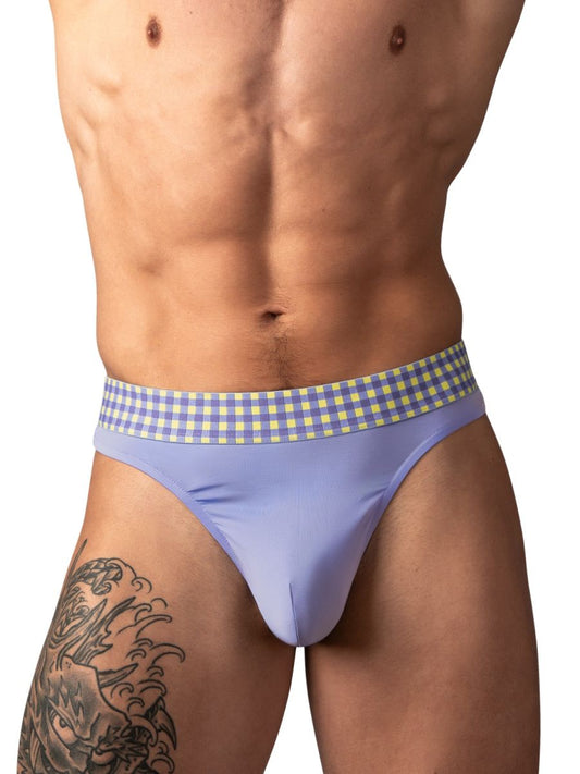 Male Power 413-306 So Comfy Gingham Tanga in Lila Farbe Lila