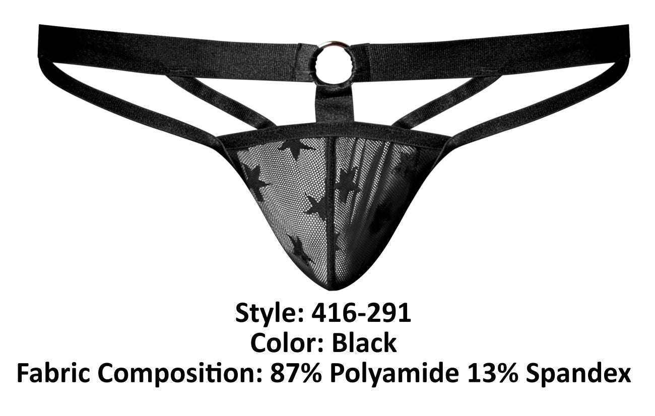 Male Power 416-291 Love Star Thong with Ring Color Black