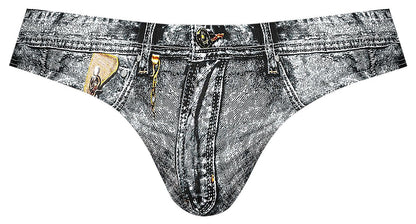 Male Power 440-286 Dirty Denim Thong Color Denim Print