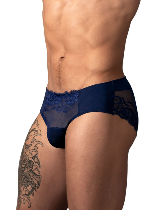 Male Power 492-280 Sassy Lace Bikini mit genähter Tasche, Farbe Navy