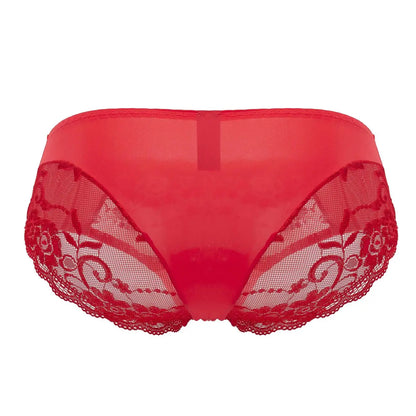 Male Power Herrenunterwäsche 492-280 Sassy Lace High-Waisted Bikini mit transparentem Netzbeutel – Rot