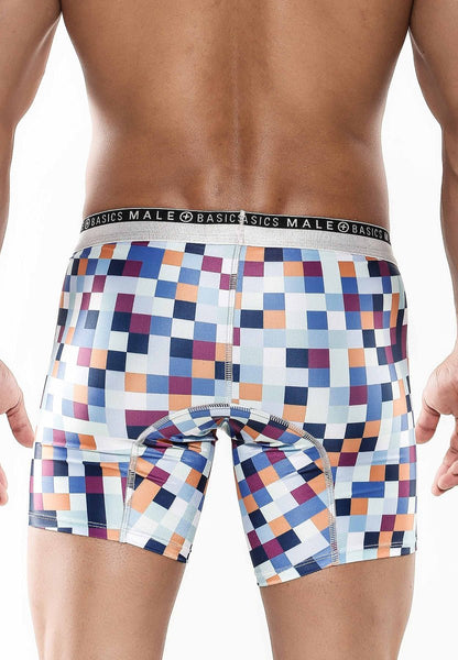 Malebasics hipster boxer brief pixels featuring multicolored pixel pattern and gray basics male waistband
