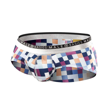 Colorful pixelated pattern malebasics hipster brief with silver basics male waistband for men