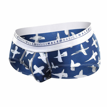 Malebasics new hipster brief santorini with blue and white airplane pattern and branded elastic waistband