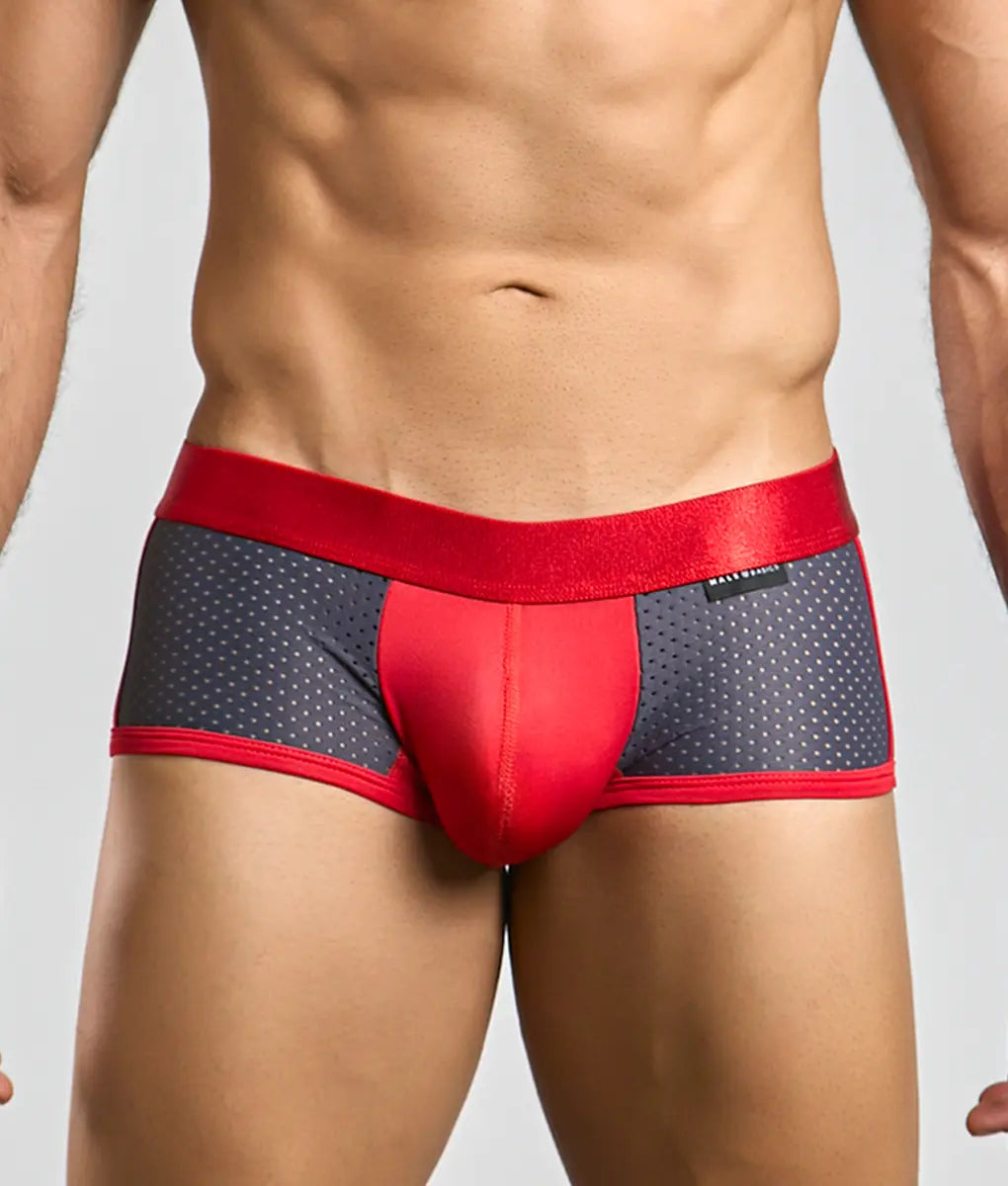 Malebasics spot new sexier trunk pink red and gray polka-dot briefs with red elastic waistband for comfortable wear