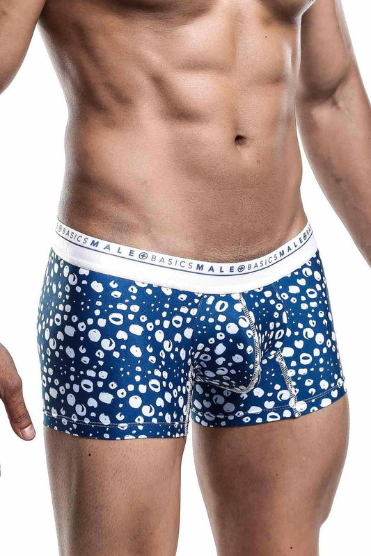 Malebasics trunk hipster paros blue and white patterned boxer briefs with branded elastic waistband for comfortable wear