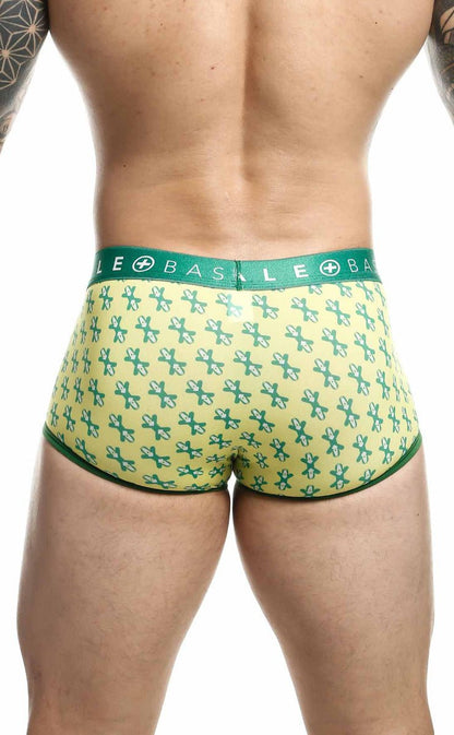 Malebasics trunk sexy pouch lime green and teal patterned men’s briefs with repeating geometric design