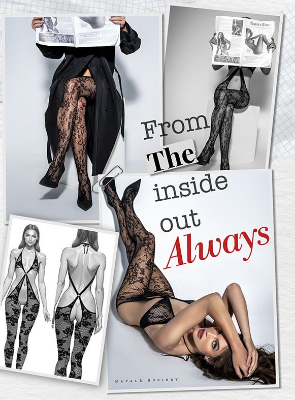 Black lace bodysuit with floral fishnet pattern and back tie design by mapale 1147 in black color