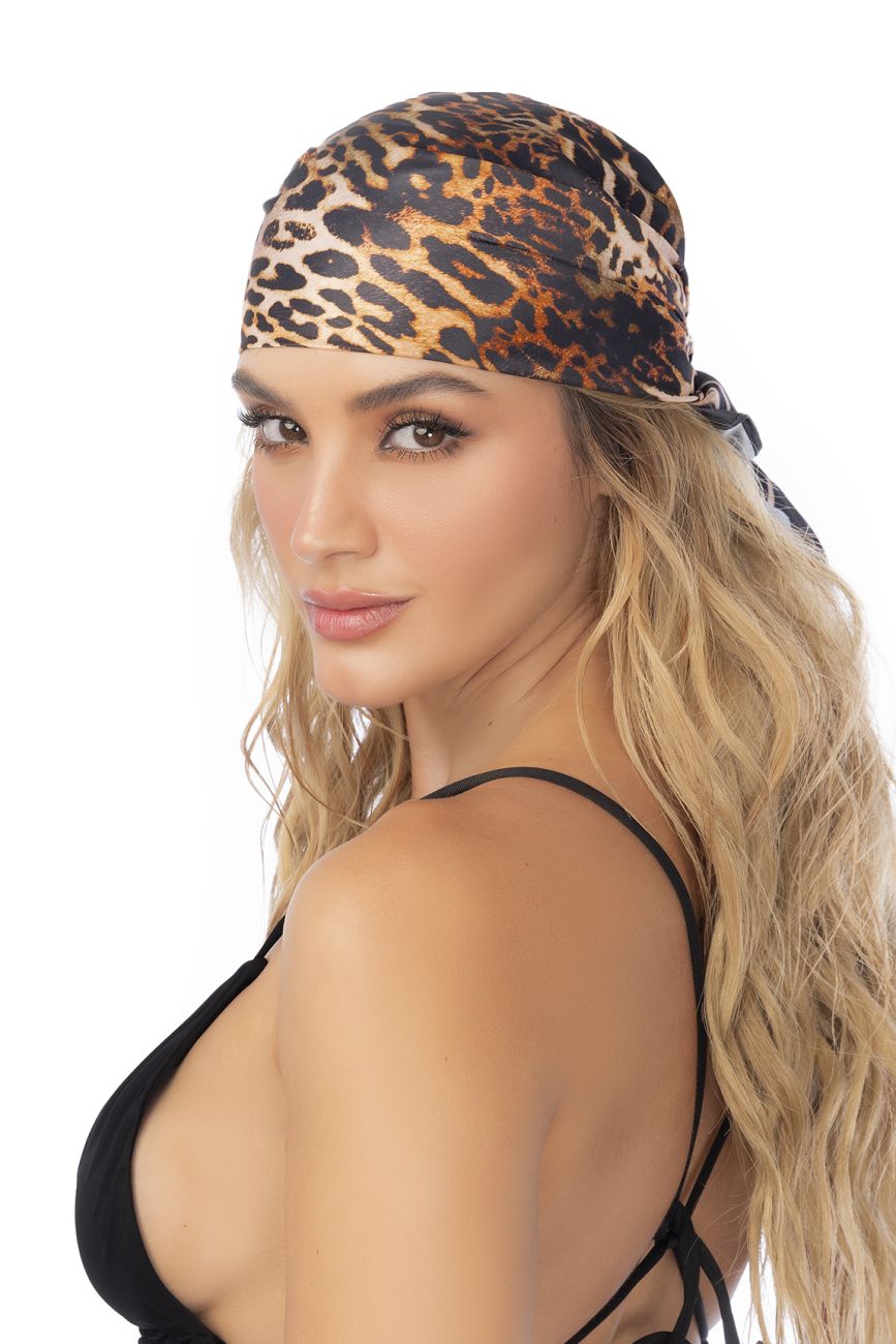 Mapale 47018 all ways leopard print headscarf with bold classic tan and black animal print pattern