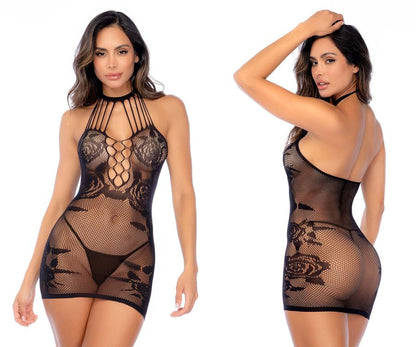 Mapale 1150 Rose Fishnet Chemise Black Color Black