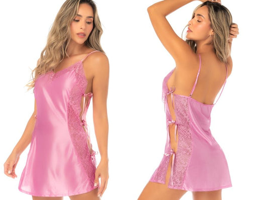 Mapale 75001 Dessous, verführerisches Schlaf-Chemise aus Spitze und Satin, Farbe Rouge-Rosa