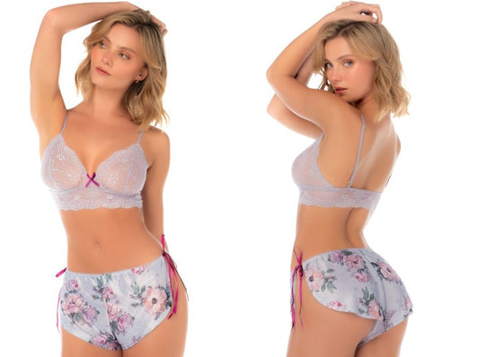 Mapale 75008 Dessous Verlockendes zweiteiliges Schlafanzug-Set Farbe Silver Bloom