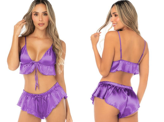 Mapale 75014 Lingerie zweiteiliger Schlafanzug mit Rüschenbesatz Farbe Purple Rain