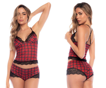 Ensemble de pyjama deux pièces Mapale 7589 Couleur Plaid rouge