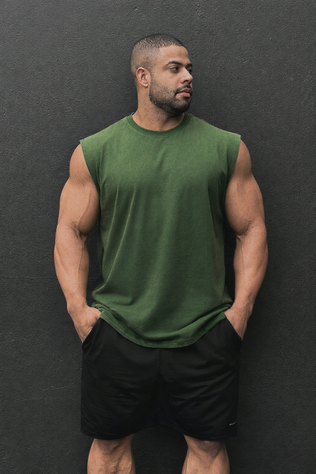 Jed North Men's Retro Oversized Muscle Tee - Forest Green