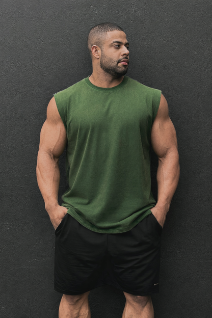 Jed North Men's Retro Oversized Muscle Tee - Forest Green
