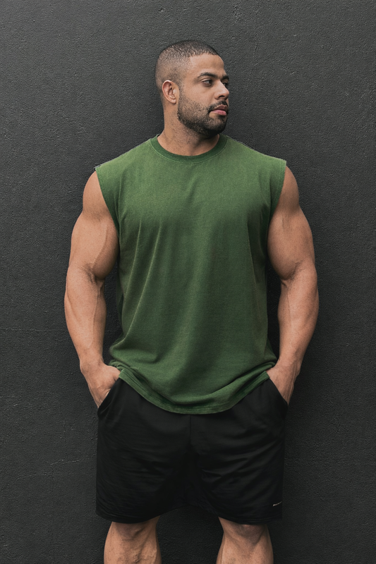 Jed North Men's Retro Oversized Muscle Tee - Forest Green