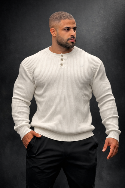 Jed North Men's Classic Henley Sweater - Cream