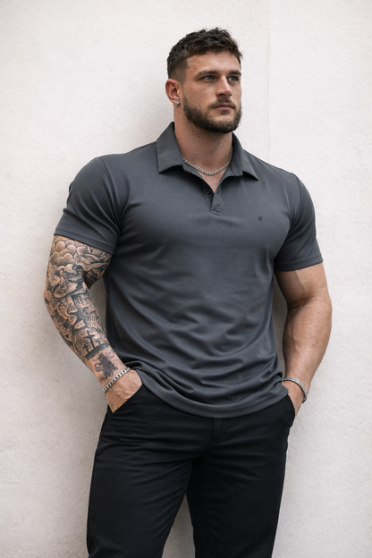 Jed North Men's Fast-Dry Polo T-Shirt - Dark Gray