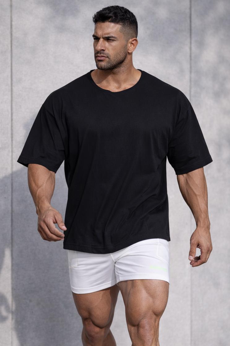 Jed North Men's Raw-Cut Boxy Crop Tee - Black