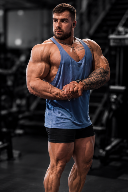 Jed North Men's Classic Bodybuilding Racerback Stringer - Blue
