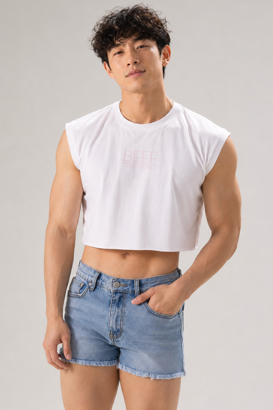 JJ Malibu Men's Escapism Muscle-Fit Crop Tank - Beef
