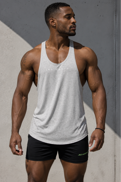 Jed North Men's Classic Bodybuilding Racerback Stringer - Light Gray